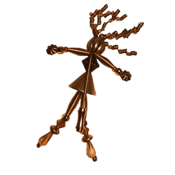 Vintage MoonBabies Gold Toned Figural Stickpin Wire Wild Hair Handmade BEADS - Picture 2 of 8